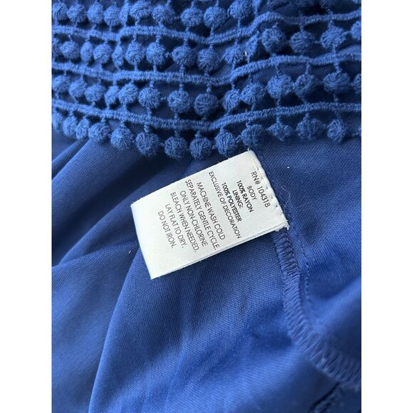 Allison Brittney Navy Crepe Tank Maxi Dress with Lace Details Size S - Picture 5 of 9